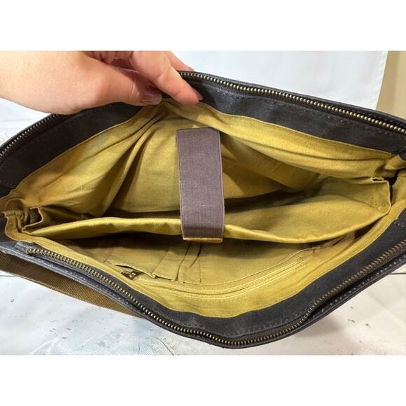 Canvas Navy & Leather Laptop Messenger Bag - Picture 3 of 5